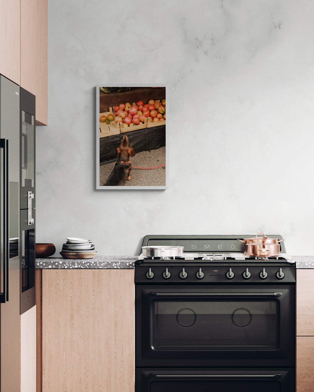 dachshund at the market