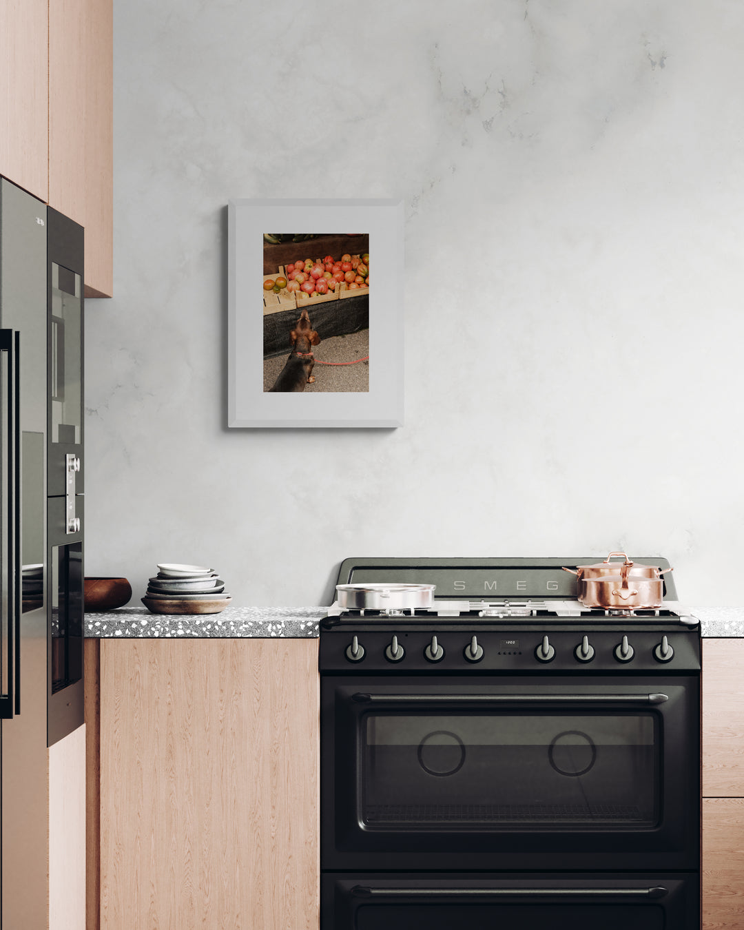 dachshund at the market